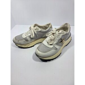 Vintage Havana‎ Womens 7.5 Silver Mesh Gold Star Platform Distressed Sneakers